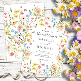Wildblommor Modern Elegant Garden Wedding Inbjudningar