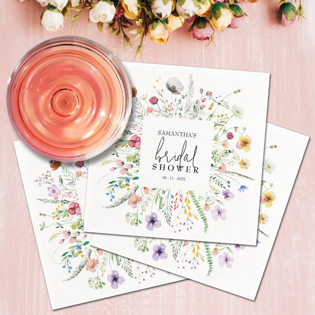 Wildblommor Möhippa Pappersservett (Wildflowers Bridal Shower Napkins)