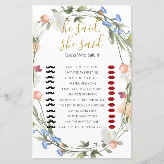 Wildblommor Möhippa sa han, hon sa Game (Framsida)