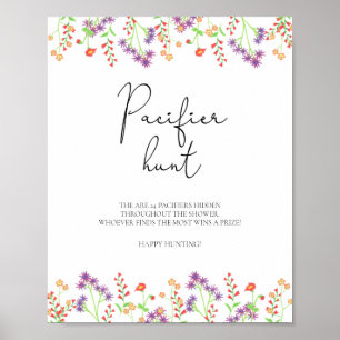 Wildblommor nappar jagar babyduschspel poster