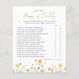Wildblommor och Bee gissar vem babyvisaren spelar