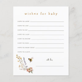 Wildblommor och Bee Önskemål för Baby Card