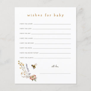Wildblommor och Bee Önskemål för Baby Card