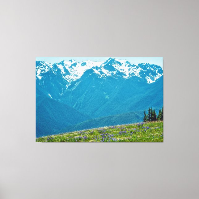 Wildblommor och berg canvastryck (Framsida)