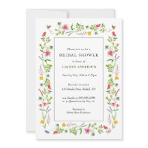 Wildblommor och bin Inbjudningskort för möhippan