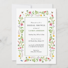 Wildblommor och bin Inbjudningskort för möhippan