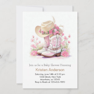 Wildblommor och Boots Cowgirl Baby Shower Inbjudningar