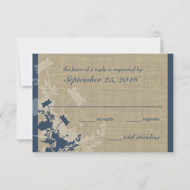 Wildblommor och Burlap Bröllop Response OSA Kort (Framsida)