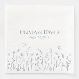 Wildblommor och Butterfiles Bröllop Napkins Pappersservett