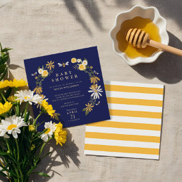 Wildblommor och honungsbin Blommigt Utandningsskug Inbjudningar