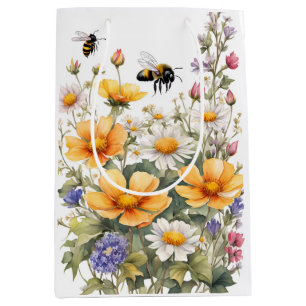 Wildblommor och honungsbin Watercolor
