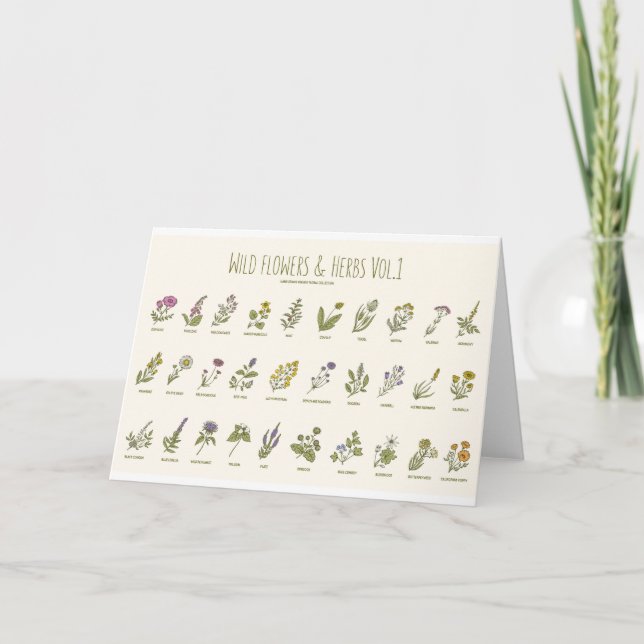Wildblommor och Örter Tack Kort (Framsida)