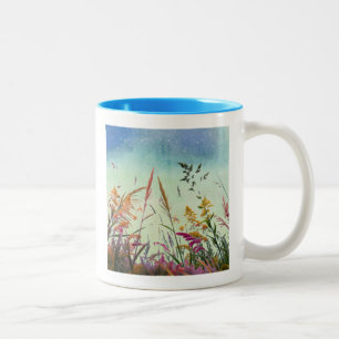 Wildblommor och stjärnor Två-Tonad mugg