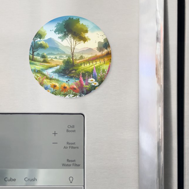 Wildblommor och Stream i Vår Valley Magnet (In Situ (Fridge))