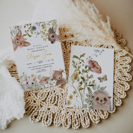 Wildblommor och Woodland Animals Baby Shower Inbjudningar