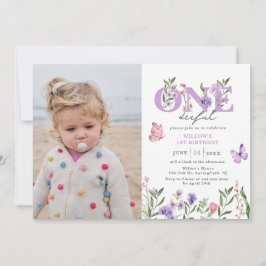 Wildblommor Oenderful Blommigt Första födelsedagen Inbjudningar