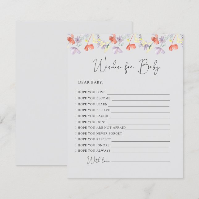 Wildblommor Önskemål för baby (Fram/baksida)