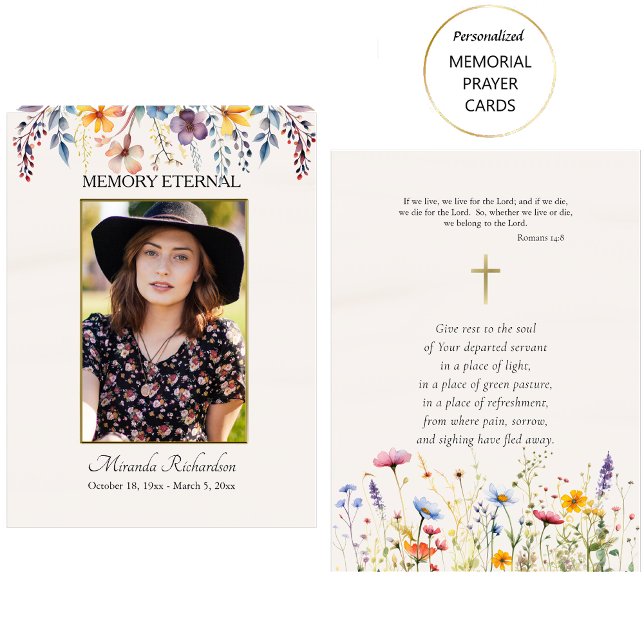 Wildblommor Orthodox Christian Funeral Prayer Card Placeringskort (Skapare uppladdad)