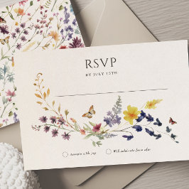 Wildblommor OSA Bröllop Infoga Vintage Bohemian Inbjudningar