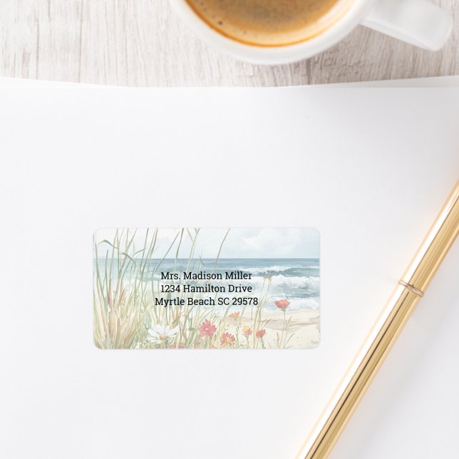 Wildblommor på Beach Adressetikett (Skapare uppladdad)
