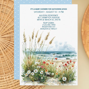 Wildblommor på Beach Baby Shower-inbjudan Inbjudningar