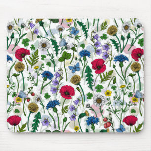 Wildblommor på benvita musmatta