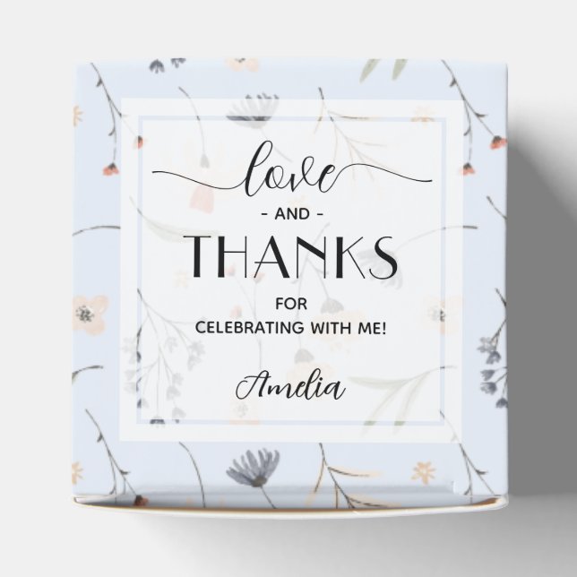 Wildblommor på Blue Baby Shower Presentaskar (Överdel)