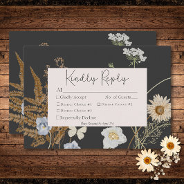 Wildblommor på Bröllop tre middagar OSA Kort