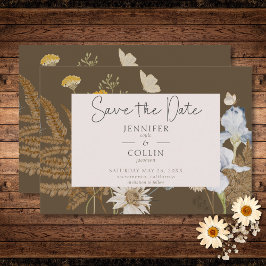 Wildblommor på Brown Bröllop Spara Datumet