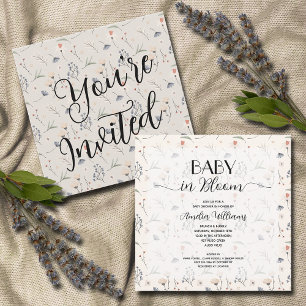 Wildblommor på Ivory Baby Shower Inbjudningar