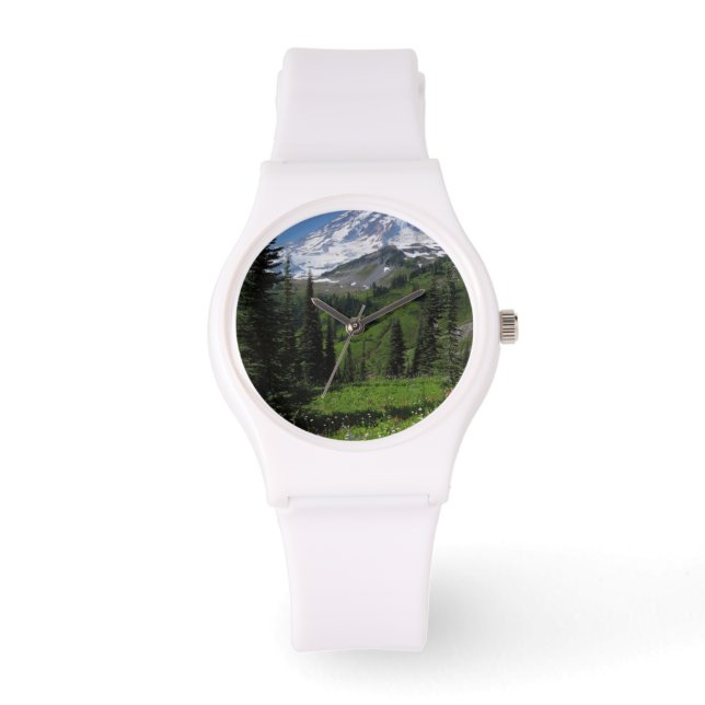 Wildblommor på Mount Rainier Armbandsur (Framsida)