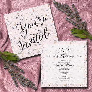 Wildblommor på Rosa Girl Baby Shower Inbjudningar
