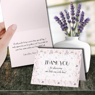 Wildblommor på Rosa Girl Baby Shower Tack Kort