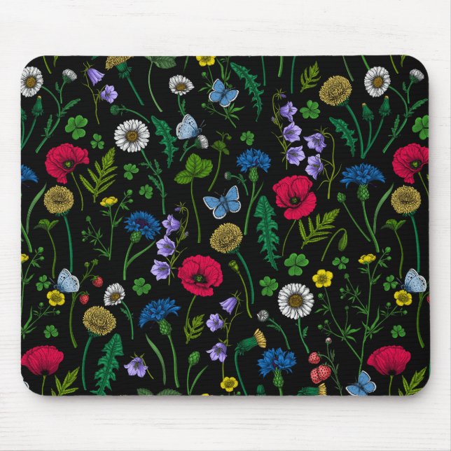 Wildblommor på svart musmatta (Framsidan)