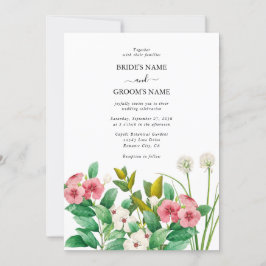 Wildblommor Periwinkle Watercolor Bröllop Inbjudningar