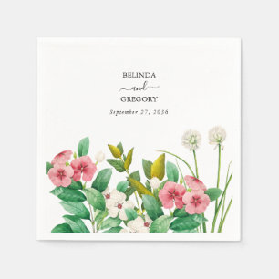 Wildblommor Periwinkle Watercolor Bröllop Pappersservett