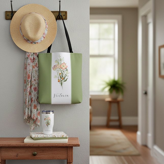 Wildblommor personlig Tote Bag Tygkasse (Skapare uppladdad)