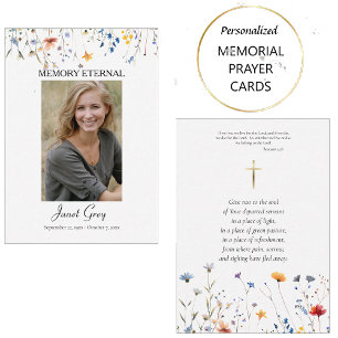 Wildblommor Photo Orthodox Funeral Prayer Card Placeringskort