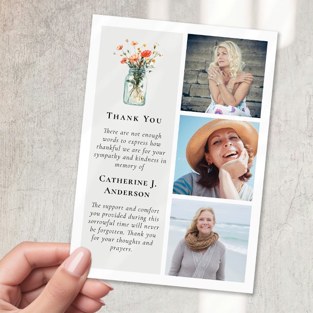 Wildblommor Photo Sympathy Funeral Tack Kort (Skapare uppladdad)