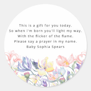 Wildblommor - Prayer Candle-etikett Runt Klistermärke