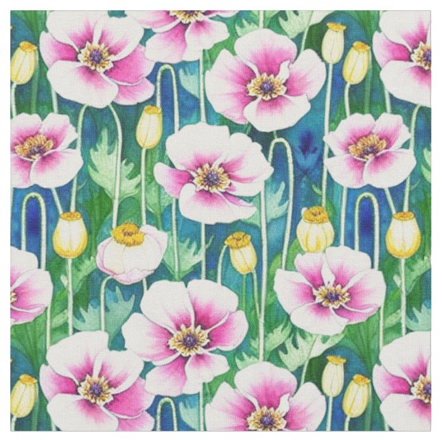 Wildblommor Print Fabric Tyg (Närbild)