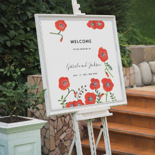 Wildblommor Red Poppies Modern Blommigt Bröllop Poster