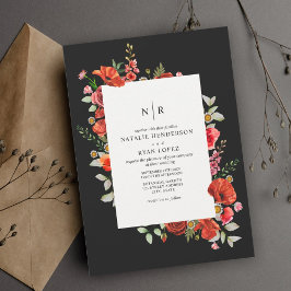 Wildblommor Red Poppy Blommigt Mörk Bröllop Inbjudningar