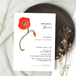 Wildblommor Red Poppy Modern Möhippa Inbjudningar