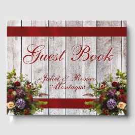 Wildblommor, Ribbon & Heart Bröllop - Red Gästböcker