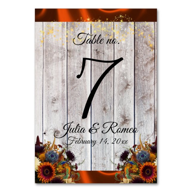 Wildblommor, Ribbon & Ljus - Koppar Bordsnummer (Framsidan)