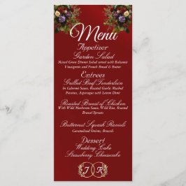 Wildblommor & Ribbon - Red Bröllop Meny