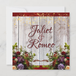 Wildblommor, rödband och Ljus Bröllop 2 Inbjudningar