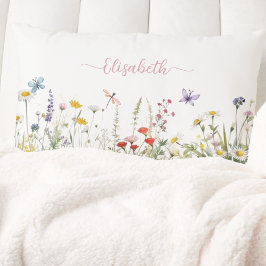 Wildblommor Rosa Script Namn Lumbarkudde