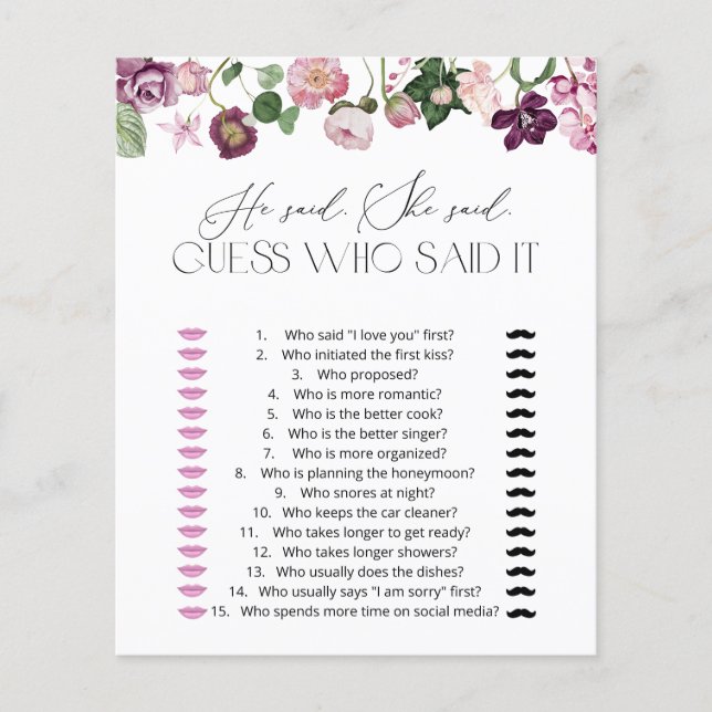 Wildblommor sa att hon sa Möhippa Game (Framsida)